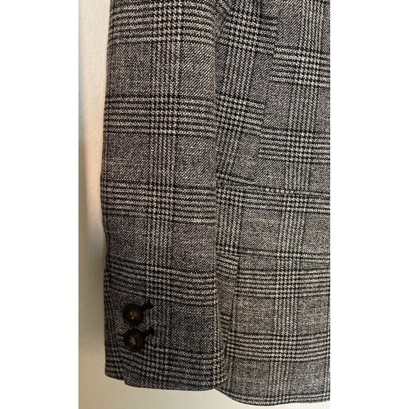 H & M Double Breasted Blazer Loose Fit Checked Grey Black Womens  Size 2 Lined - Picture 4 of 12